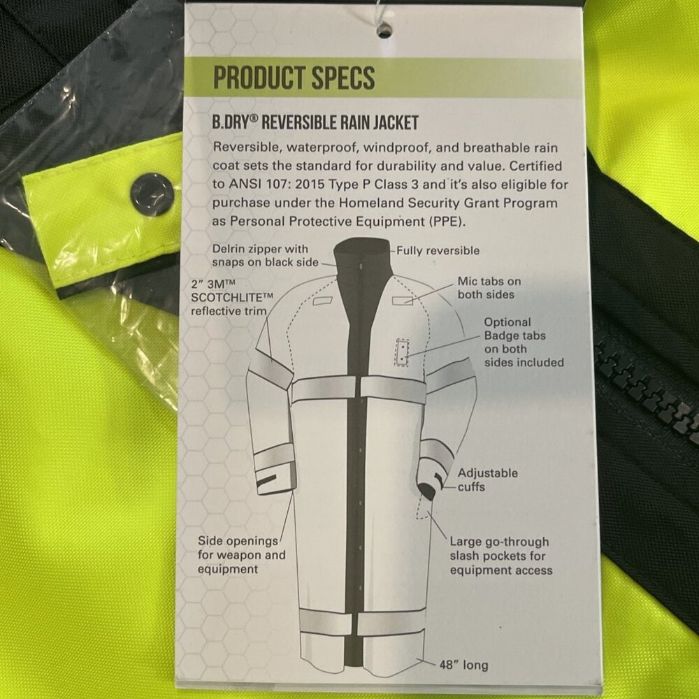 NWT Blauer Defender 733 Reversible Raincoat Hi-Vis Mens Medium - Picture 3 of 9